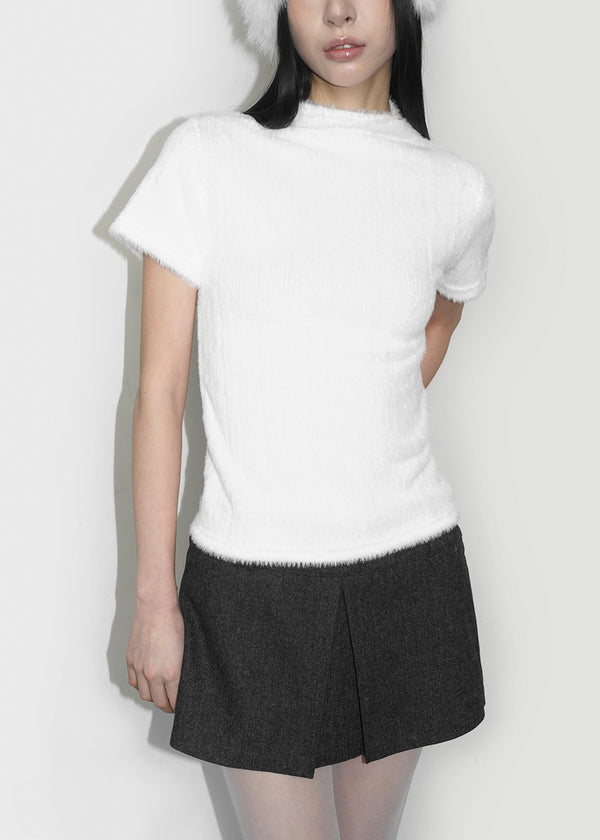 Pinken Half-neck Fur Short-sleeved T-shirt