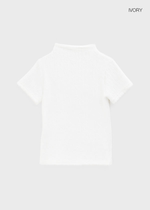 Pinken Half-neck Fur Short-sleeved T-shirt