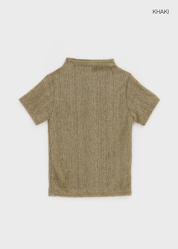 Pinken Half-neck Fur Short-sleeved T-shirt