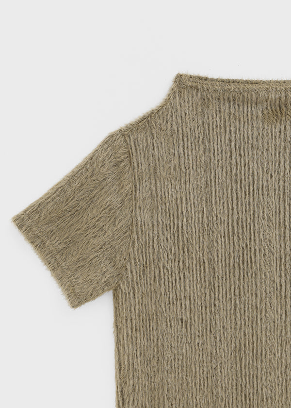 Pinken Half-neck Fur Short-sleeved T-shirt