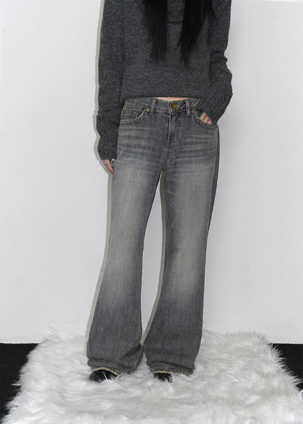Sharkem Stitch Low-waist Bootcut Denim Pants