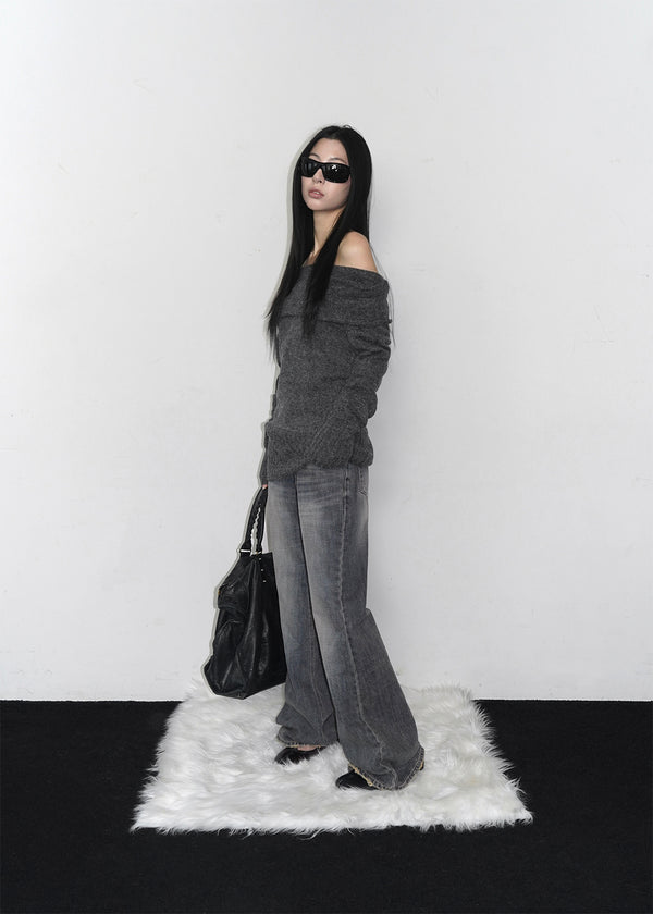 Sharkem Stitch Low-waist Bootcut Denim Pants