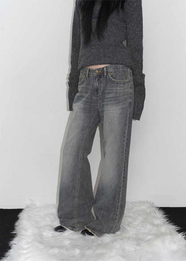 Sharkem Stitch Low-waist Bootcut Denim Pants