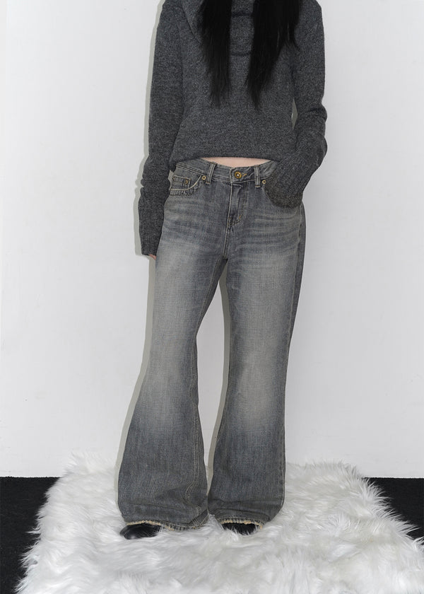 Sharkem Stitch Low-waist Bootcut Denim Pants