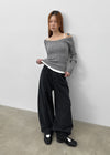 Rafine Cable Off-shoulder Knit