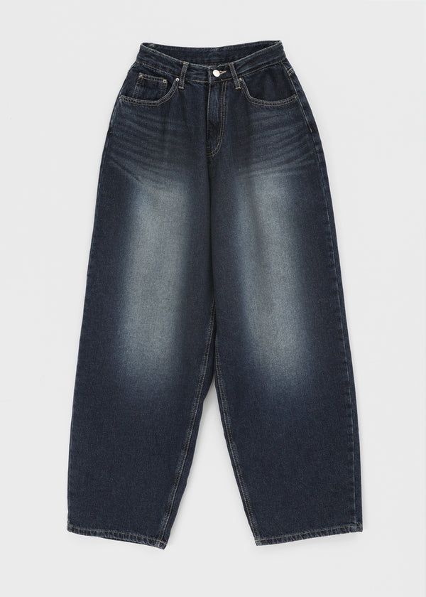 Heyra Washed Fleece Balloon Fit Denim Pants