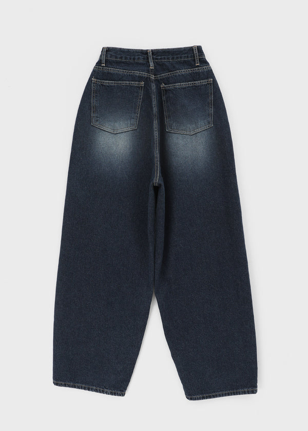 Heyra Washed Fleece Balloon Fit Denim Pants