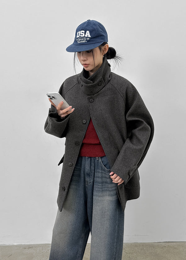 Etoning High-neck Wool Half Coat