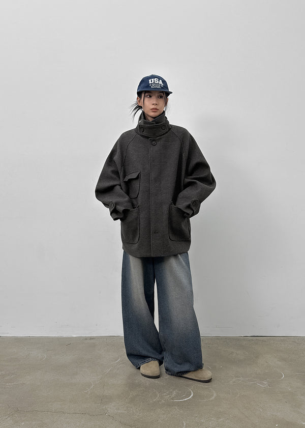 Etoning High-neck Wool Half Coat