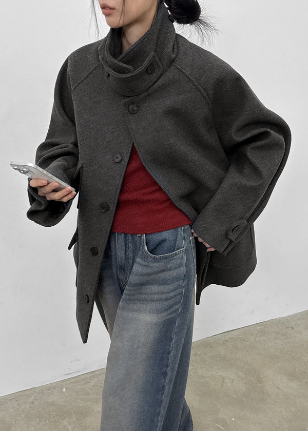 Etoning High-neck Wool Half Coat