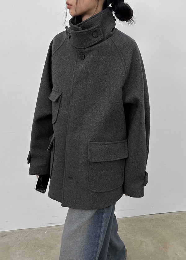 Etoning High-neck Wool Half Coat