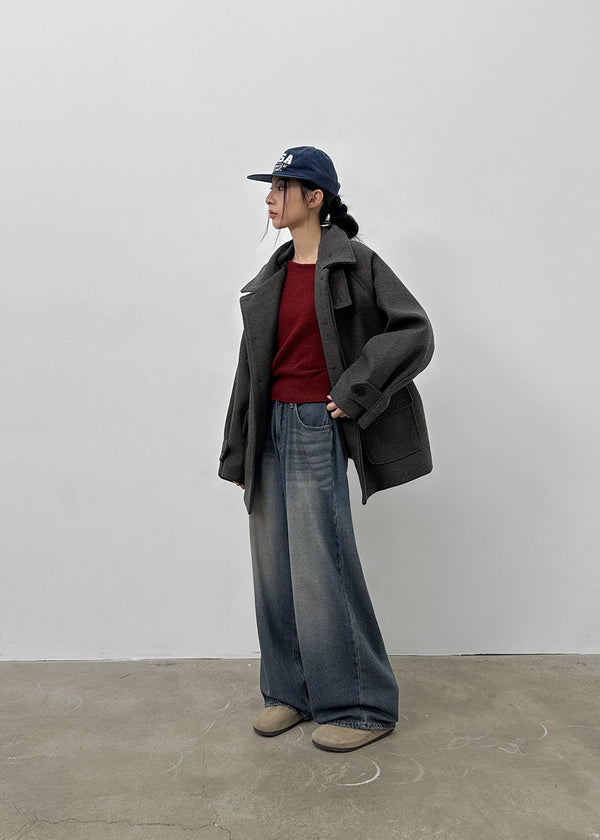 Etoning High-neck Wool Half Coat