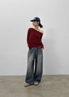 Komae Washed Fleece Wide Denim Pants