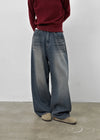 Komae Washed Fleece Wide Denim Pants