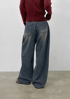 Komae Washed Fleece Wide Denim Pants