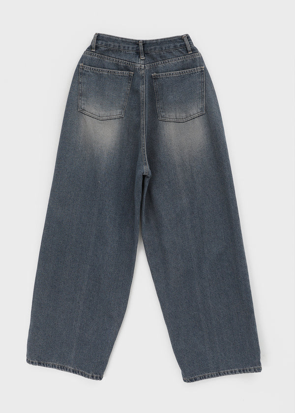 Komae Washed Fleece Wide Denim Pants