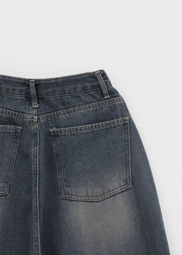 Komae Washed Fleece Wide Denim Pants