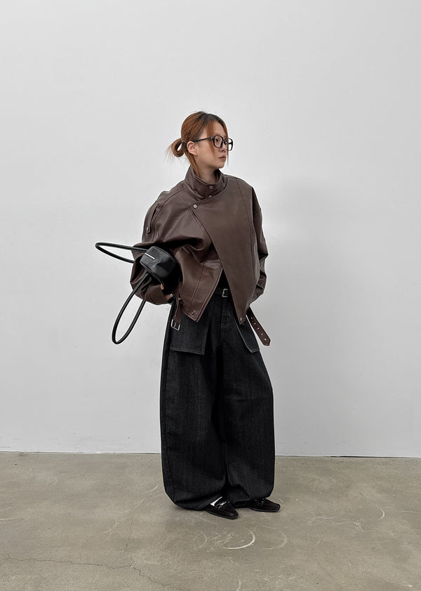 Shagle High-neck Fur Leather Jumper