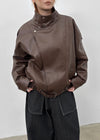 Shagle High-neck Fur Leather Jumper