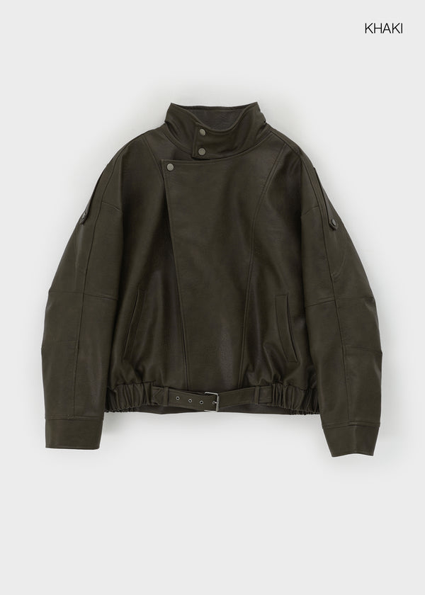 Shagle High-neck Fur Leather Jumper