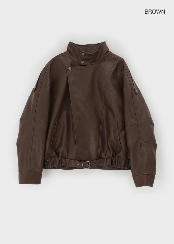 Shagle High-neck Fur Leather Jumper