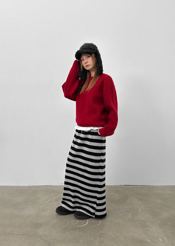 Ferdison Striped Long Skirt