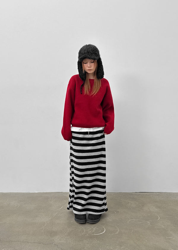 Ferdison Striped Long Skirt