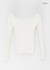 Rafine Cable Off-shoulder Knit