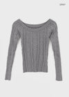 Rafine Cable Off-shoulder Knit