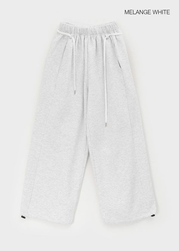 Brota Strap Fleece Wide Banding Pants