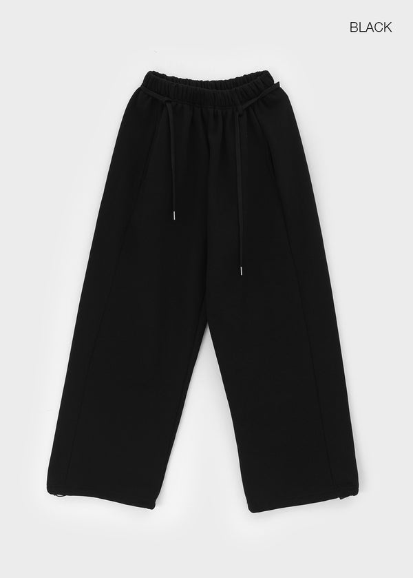 Brota Strap Fleece Wide Banding Pants