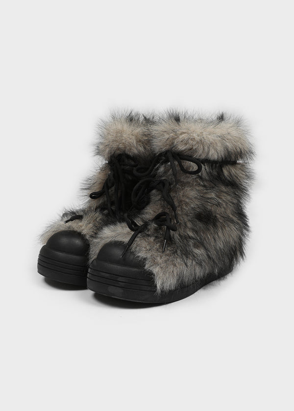 Cushion Strap Mid-fur Boots