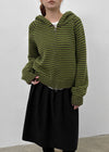 Plidi Stripe Knit Hooded Zip-up