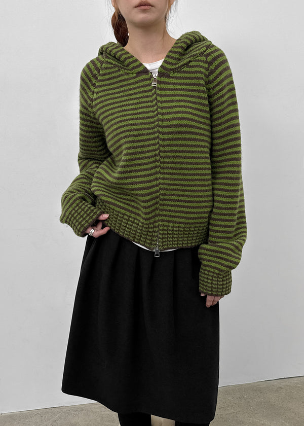 Plidi Stripe Knit Hooded Zip-up