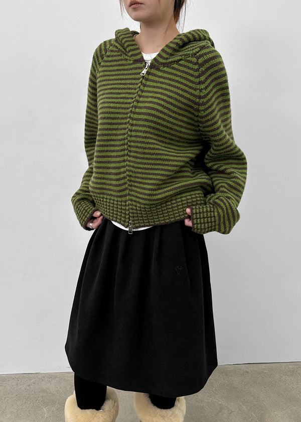 Plidi Stripe Knit Hooded Zip-up
