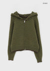Plidi Stripe Knit Hooded Zip-up