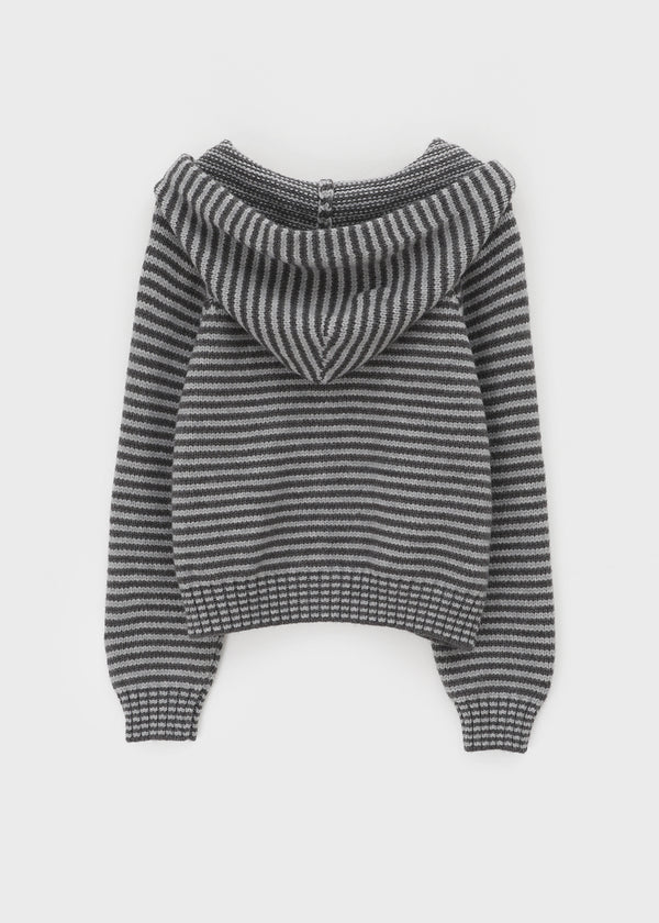 Plidi Stripe Knit Hooded Zip-up