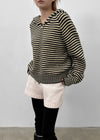 Plidi Stripe Knit Hooded Zip-up