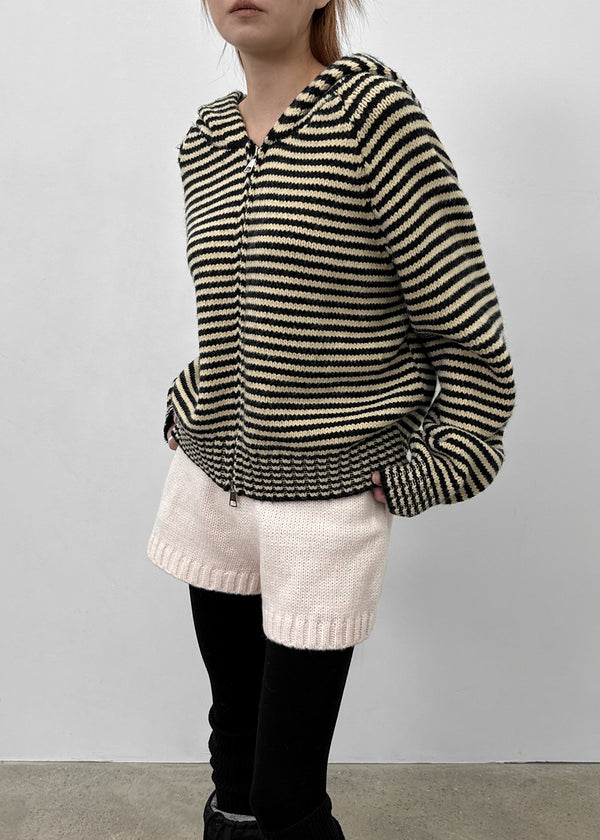 Plidi Stripe Knit Hooded Zip-up