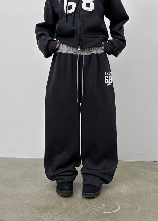 Srekto Fleece Color Block Wide Banding Pants (Set Available)