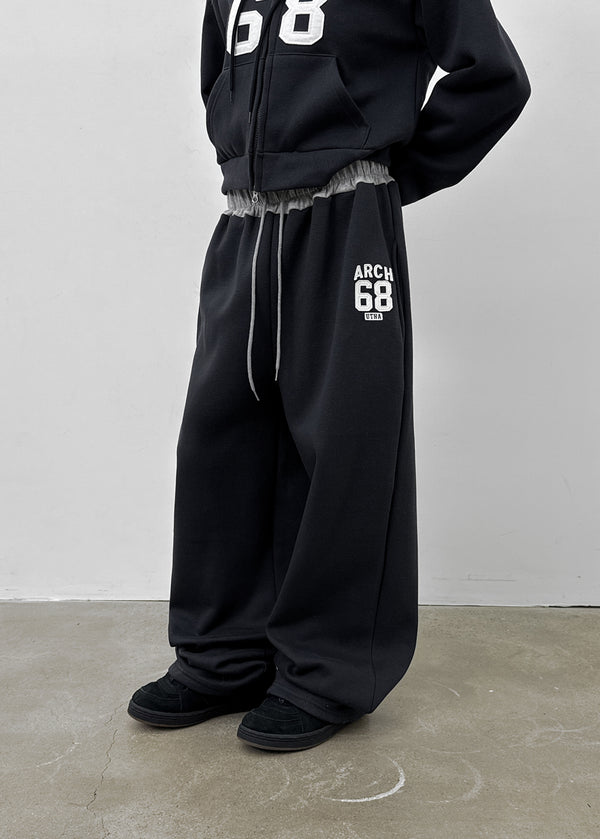 Srekto Fleece Color Block Wide Banding Pants (Set Available)