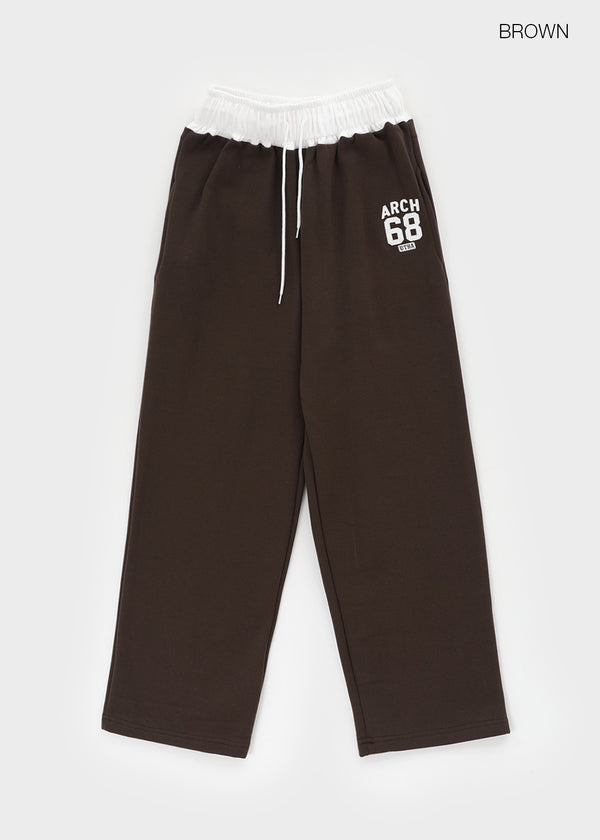 Srekto Fleece Color Block Wide Banding Pants (Set Available)