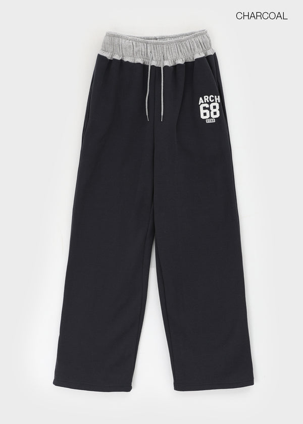 Srekto Fleece Color Block Wide Banding Pants (Set Available)