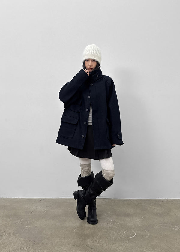 Etoning High-neck Wool Half Coat