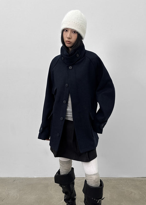 Etoning High-neck Wool Half Coat