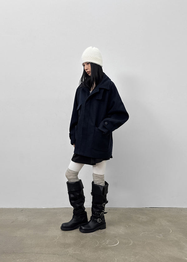 Etoning High-neck Wool Half Coat