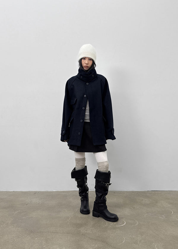 Etoning High-neck Wool Half Coat