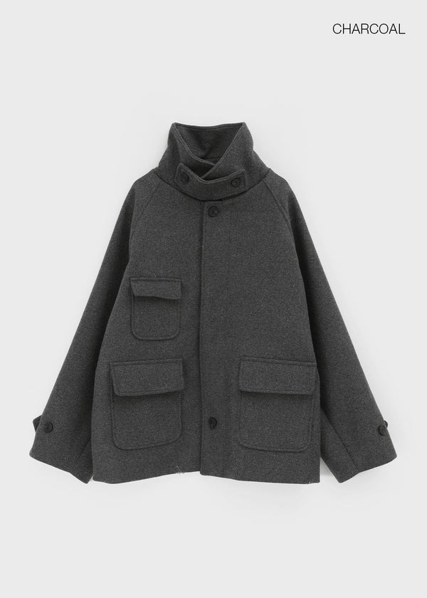 Etoning High-neck Wool Half Coat