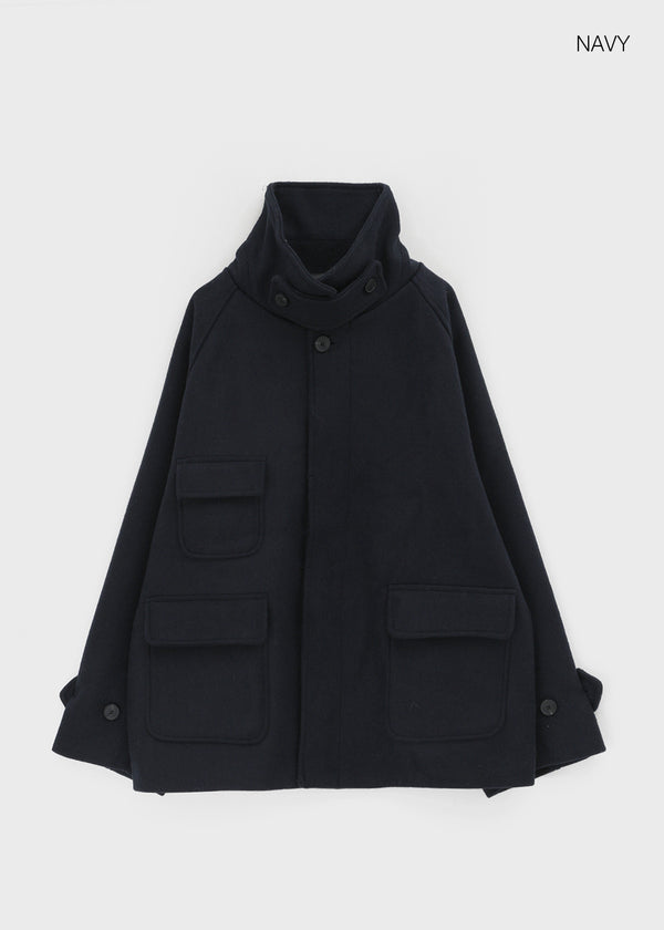 Etoning High-neck Wool Half Coat