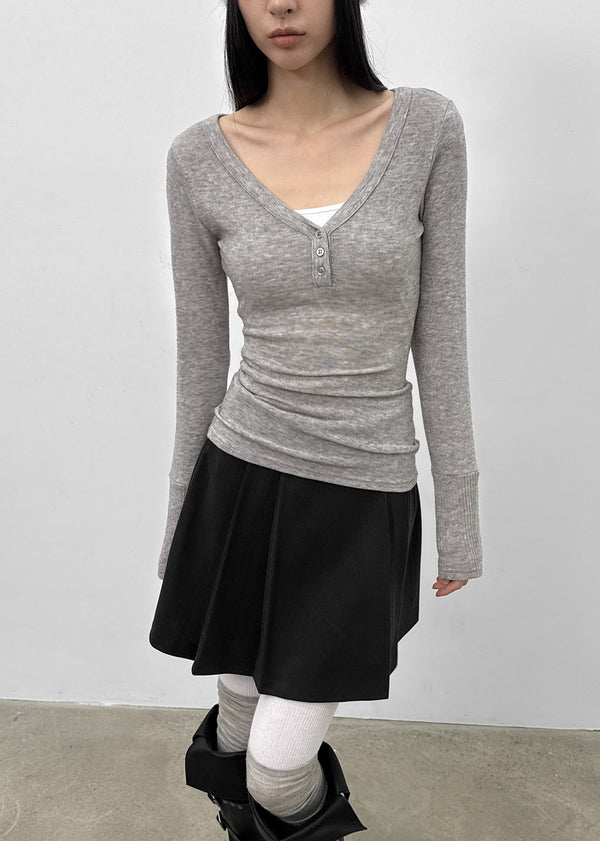 Kurit Wool Pleated Mini Skirt